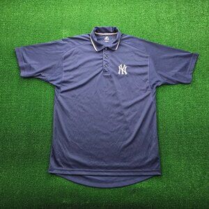 New York Yankees Polo Shirt Medium Blue Short‎ Sleeve MLB Baseball Sports